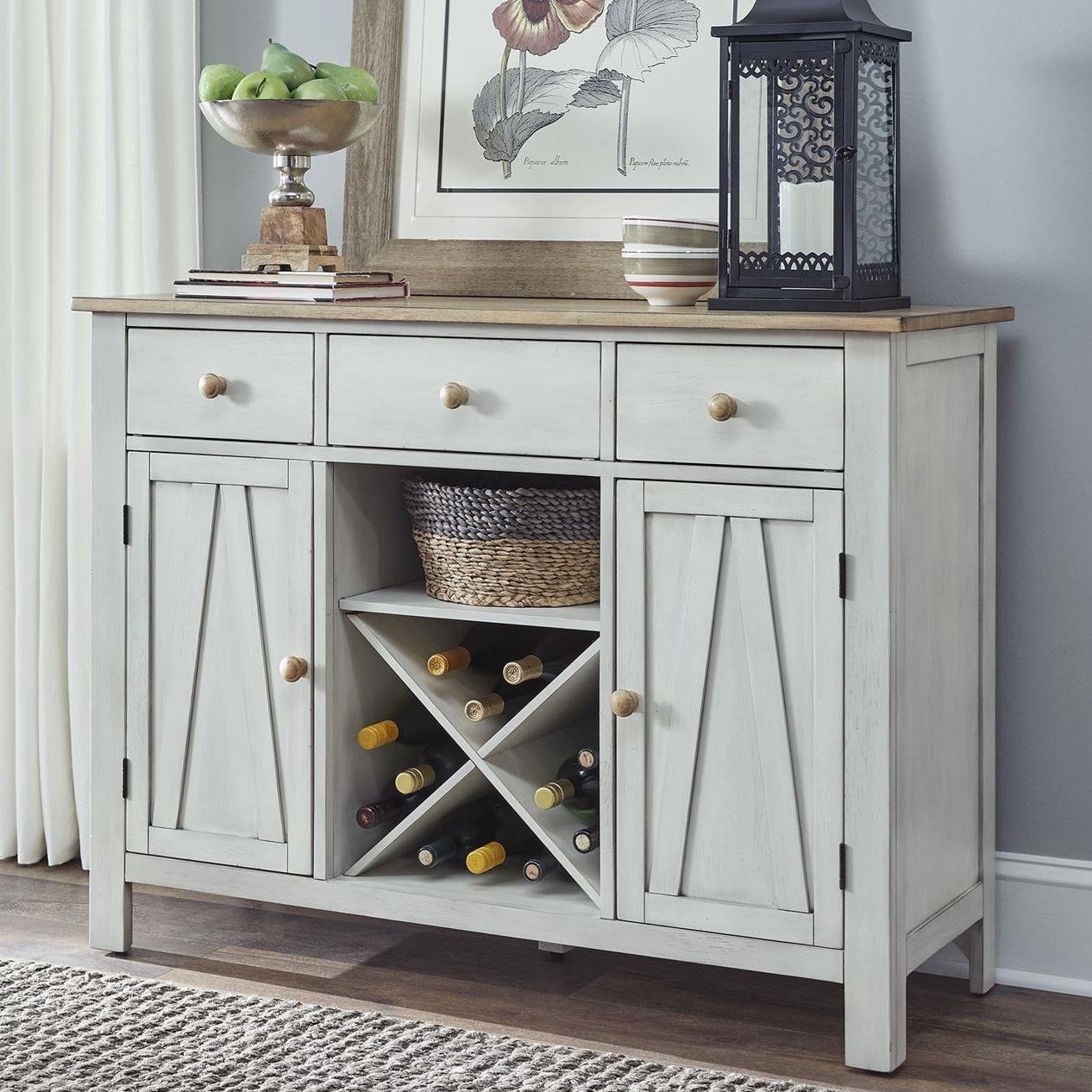 Liberty Furniture Lindsey Farm Transitional TwoToned Server with Wine